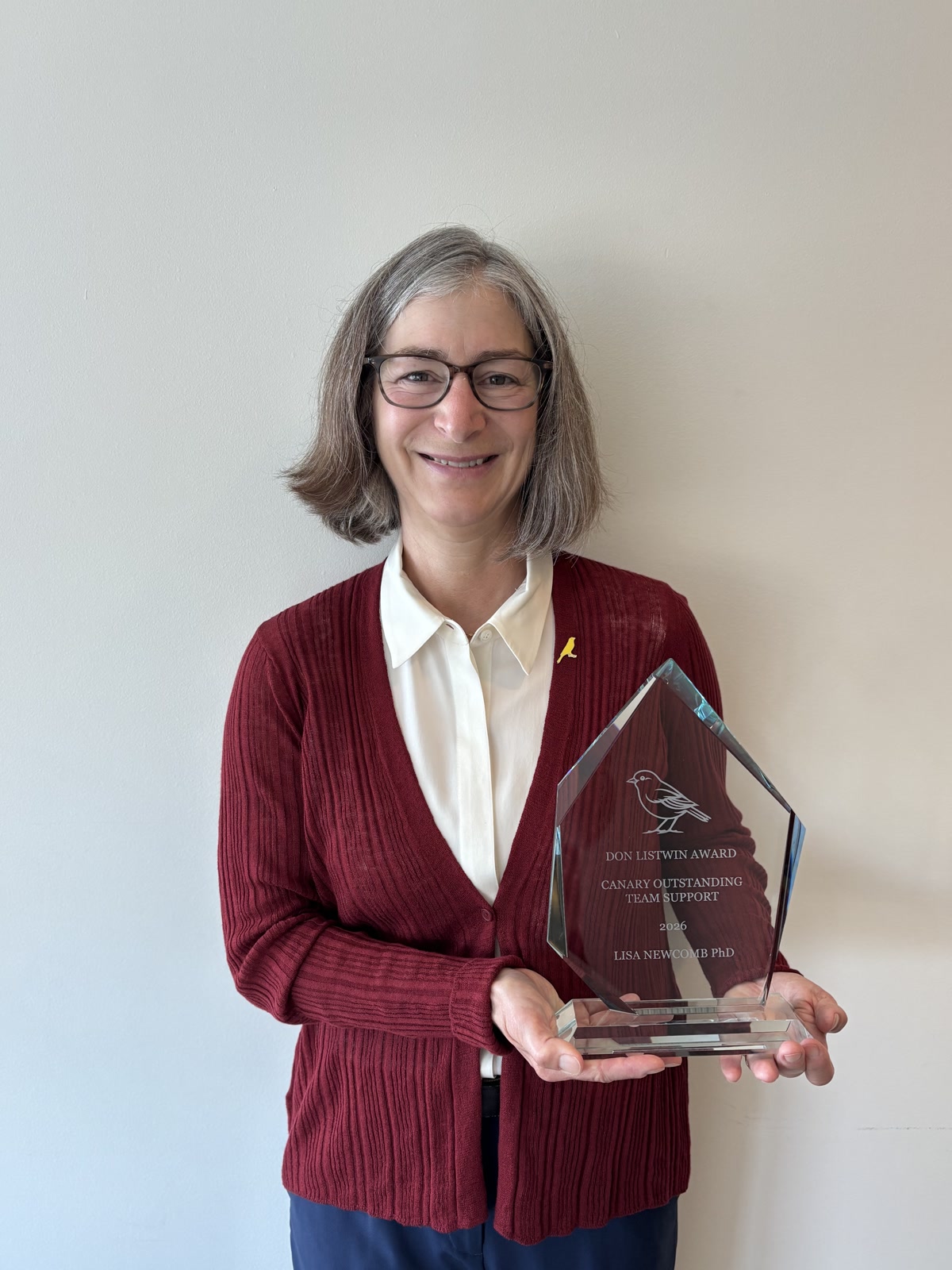 Lisa Newcomb, PhD, inaugural Don Listwin Award recipient.